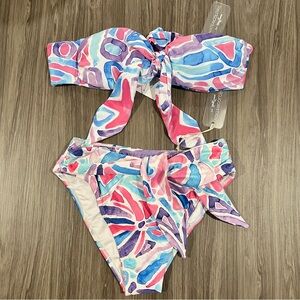 Watercolors Kenny flowers waikiki BANDEAU TOP & HIGH WAIST TIE BOTTOM